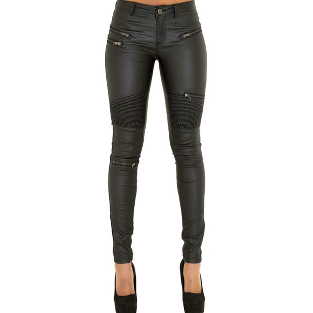 Zipper Faux Leather Pants