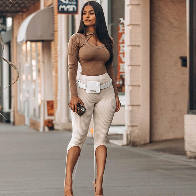 Striped Knitted Step On Pants