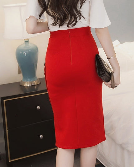 Slit Button Long Skirt