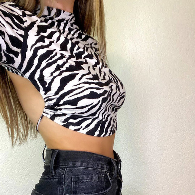 Backless Print Crop Top