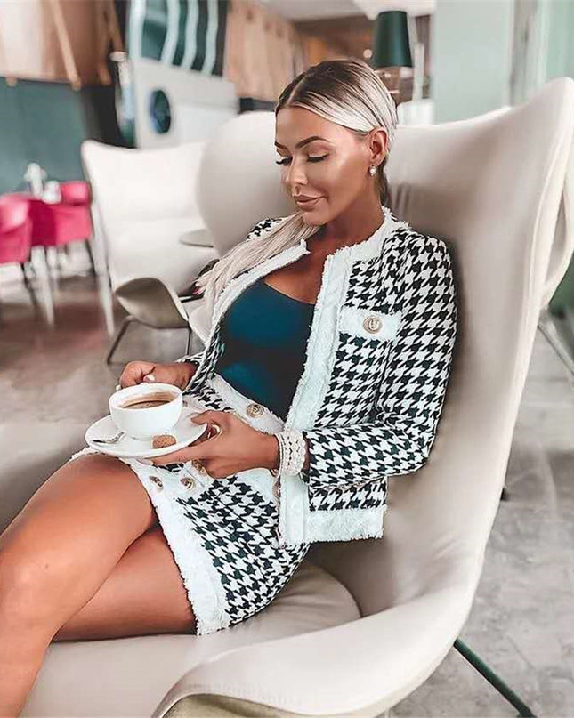 Zipper Jacket Skirt Suit Set