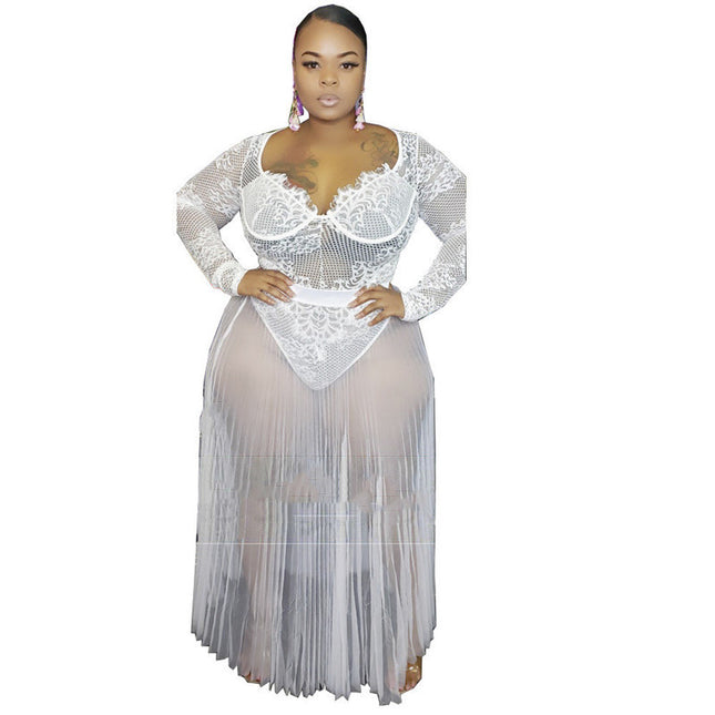 Mesh & Lace Plus Size Dress
