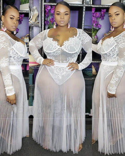 Mesh & Lace Plus Size Dress