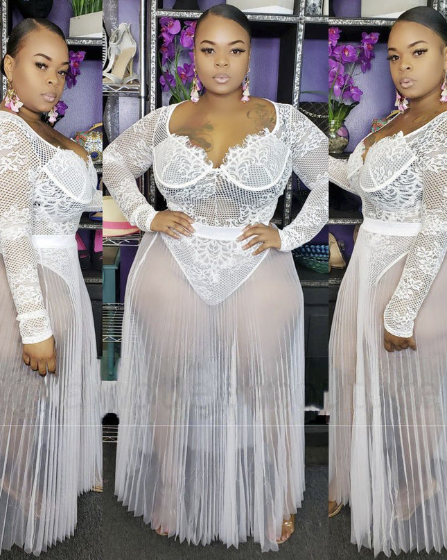 Mesh & Lace Plus Size Dress
