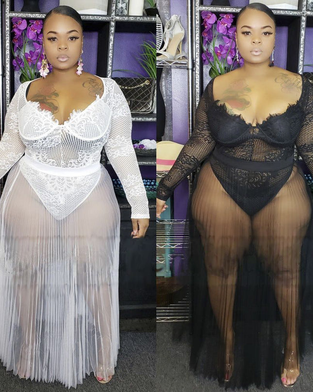 Mesh & Lace Plus Size Dress