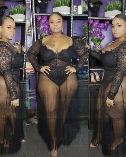 Mesh & Lace Plus Size Dress
