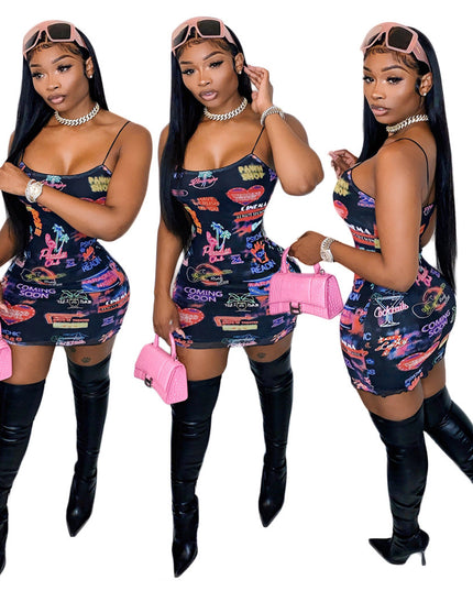 Printed Sling Bodycon Dress