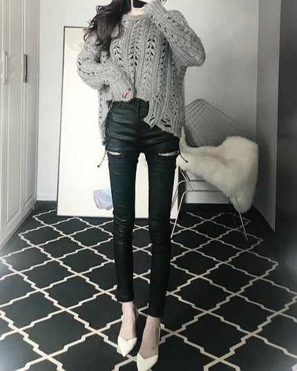 PU Leather Skinny Jeans