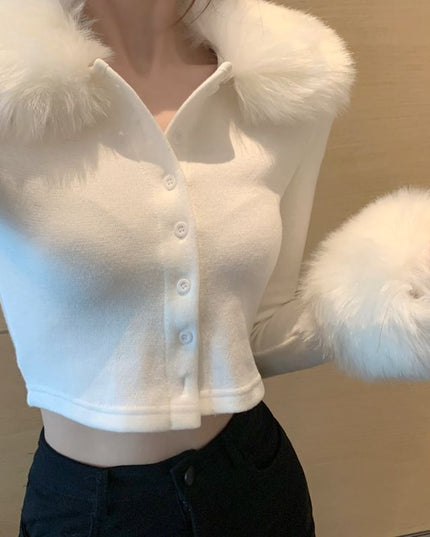Fur Cuffs Crop Jacket