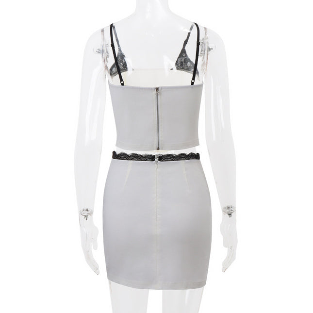 Splicing Skirt & Top Set