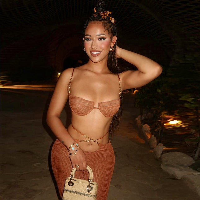 See-Through Bikini Skirt Set