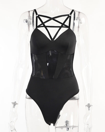 Pentagram Mesh See-Through Bodysuit