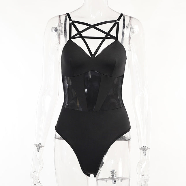 Pentagram Mesh See-Through Bodysuit