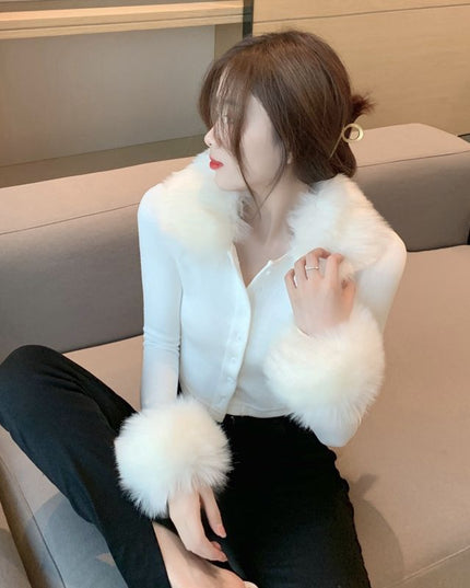 Fur Cuffs Crop Jacket