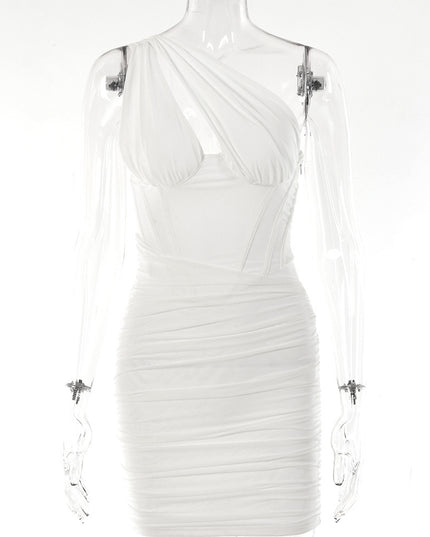 Mesh Pleated Mini Dress