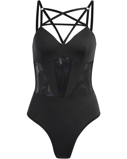 Pentagram Mesh See-Through Bodysuit