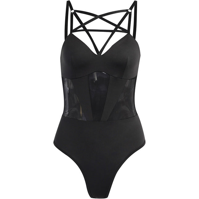 Pentagram Mesh See-Through Bodysuit