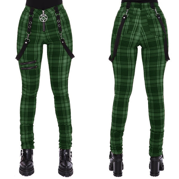 Punk Plaid High Waste Pants