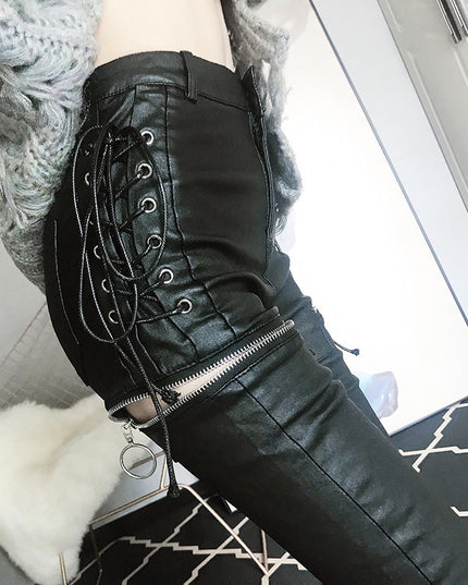 PU Leather Skinny Jeans