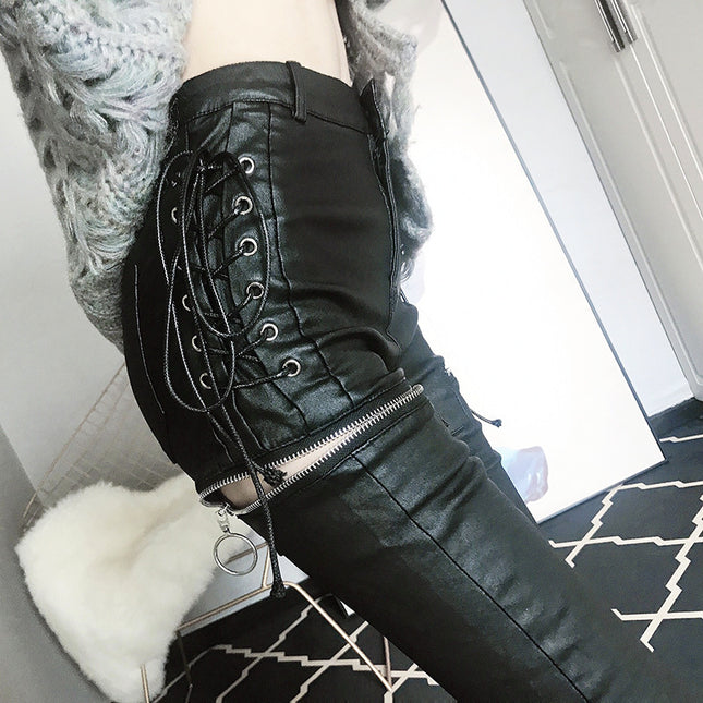 PU Leather Skinny Jeans