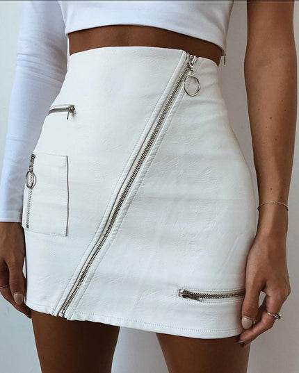 Zip A-Line Hip Skirt