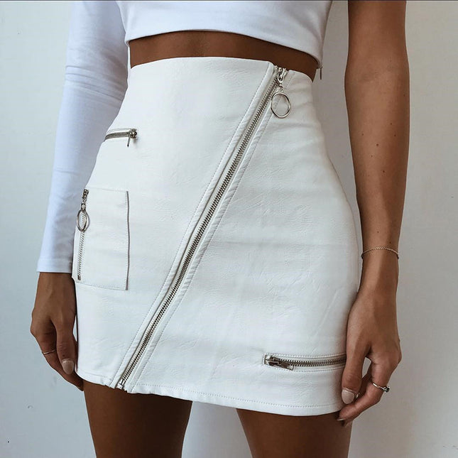 Zip A-Line Hip Skirt