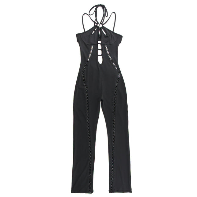 Fashion Halter Slim Hollow Jumpsuit Women