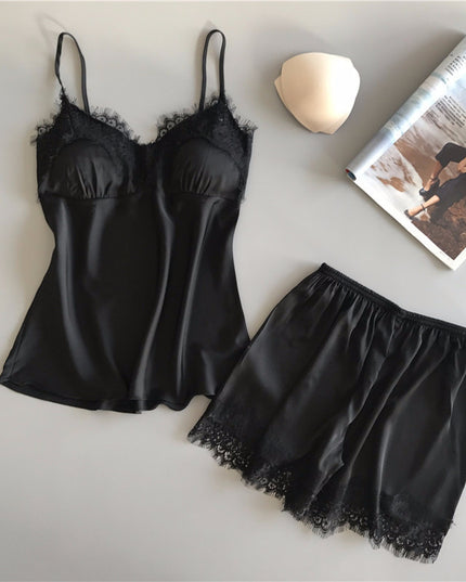 Ribbon Silk Pajama Set