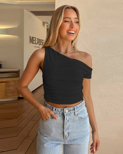 Off Shoulder Solid Color Tank