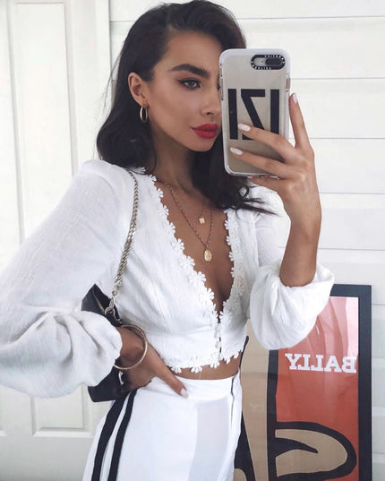 Lace Blouse Crop Top