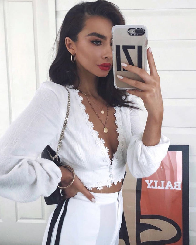 Lace Blouse Crop Top