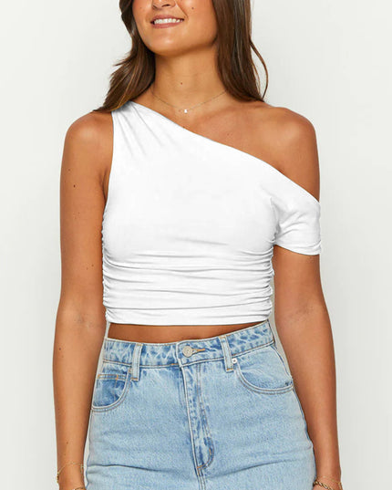 Off Shoulder Solid Color Tank
