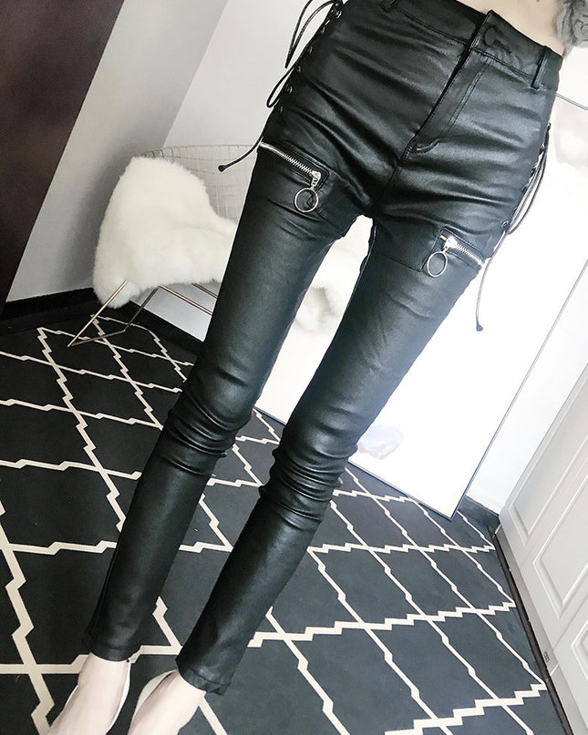 PU Leather Skinny Jeans