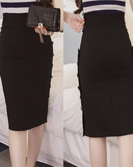 Slit Button Long Skirt