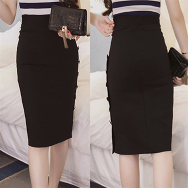 Slit Button Long Skirt