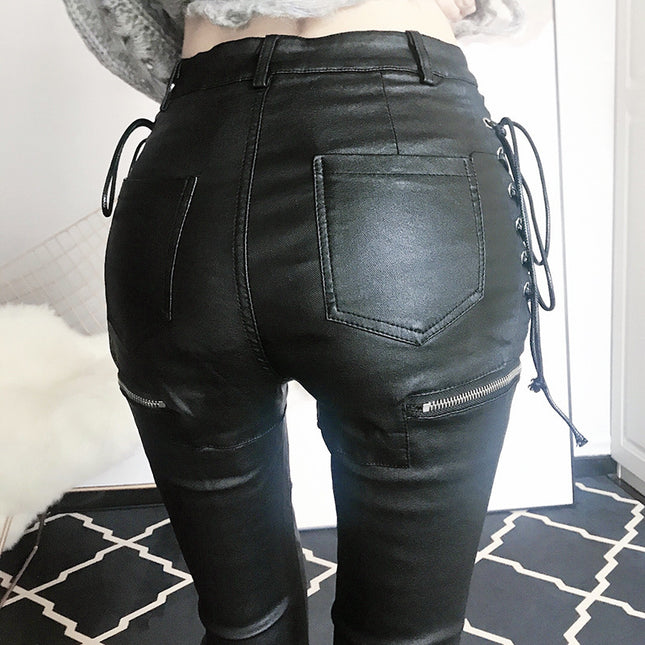 PU Leather Skinny Jeans