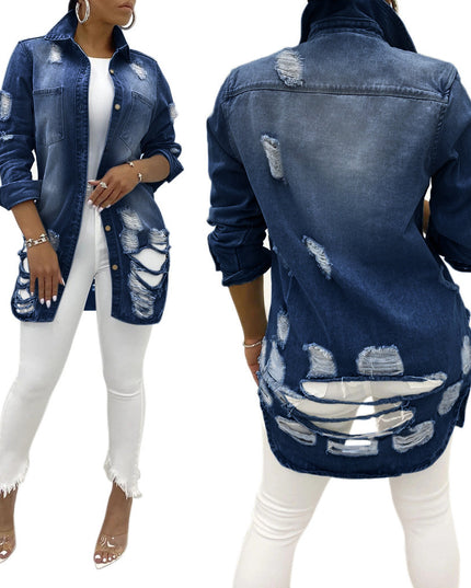 Cross-Border Ripped Denim Jacket
