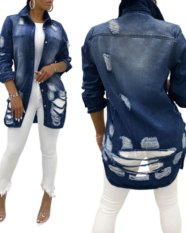 Cross-Border Ripped Denim Jacket