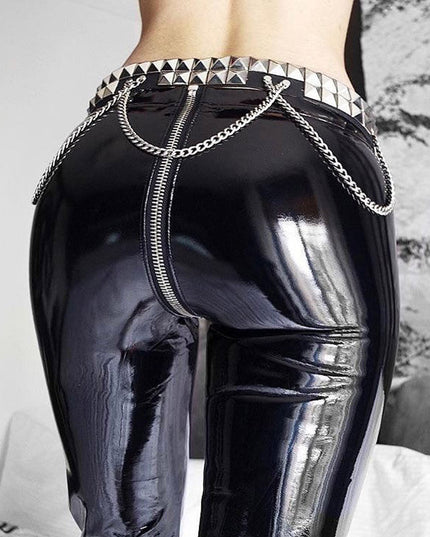 PU Glossy Zip Pants