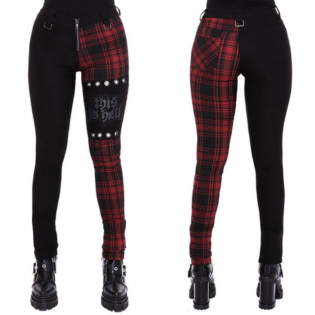 Punk Plaid High Waste Pants