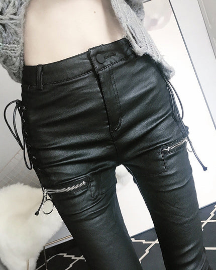 PU Leather Skinny Jeans
