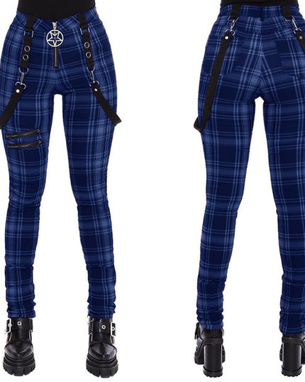 Punk Plaid High Waste Pants