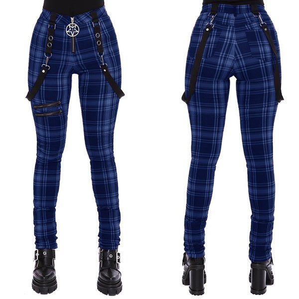 Punk Plaid High Waste Pants