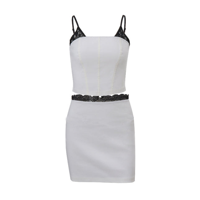 Splicing Skirt & Top Set