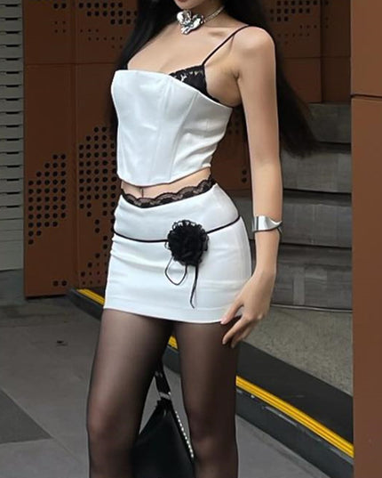 Splicing Skirt & Top Set