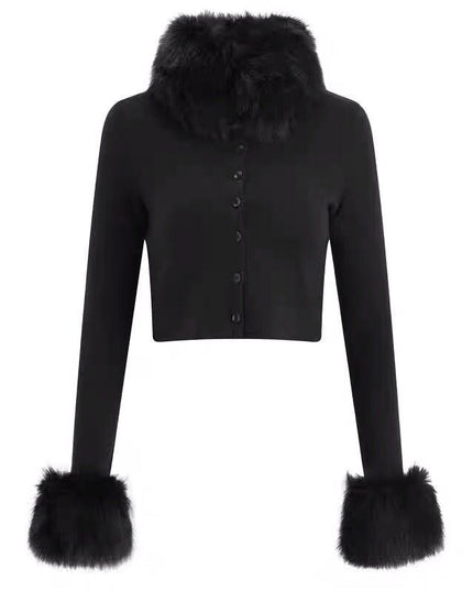 Fur Cuffs Crop Jacket