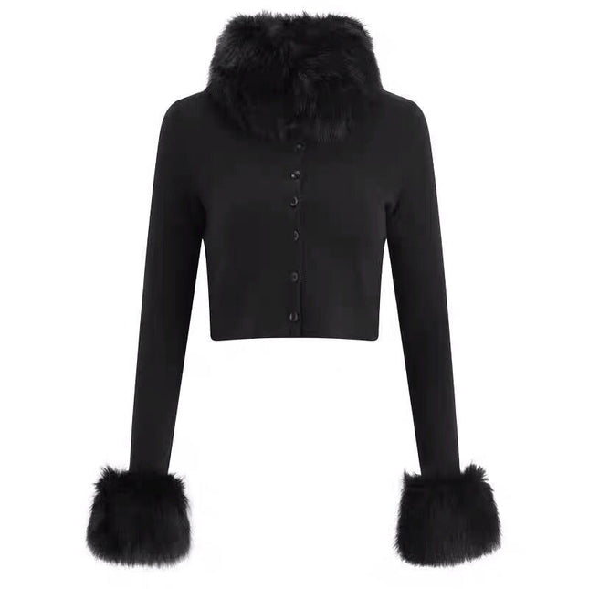 Fur Cuffs Crop Jacket