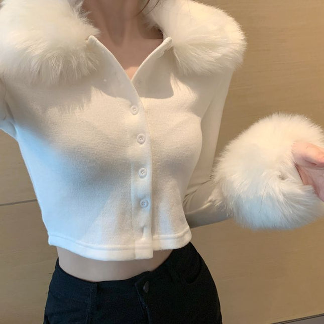 Fur Cuffs Crop Jacket