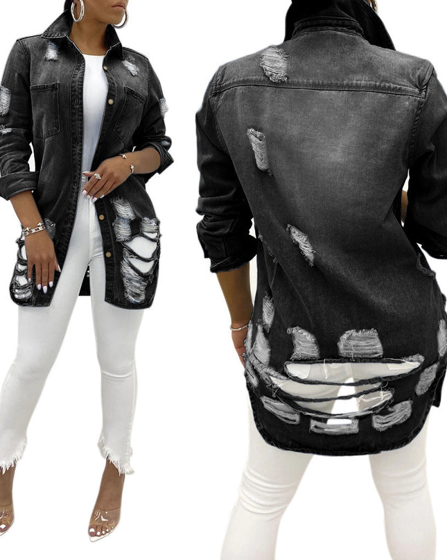 Cross-Border Ripped Denim Jacket