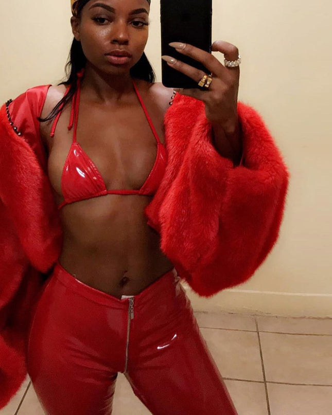 PU Glossy Zip Pants